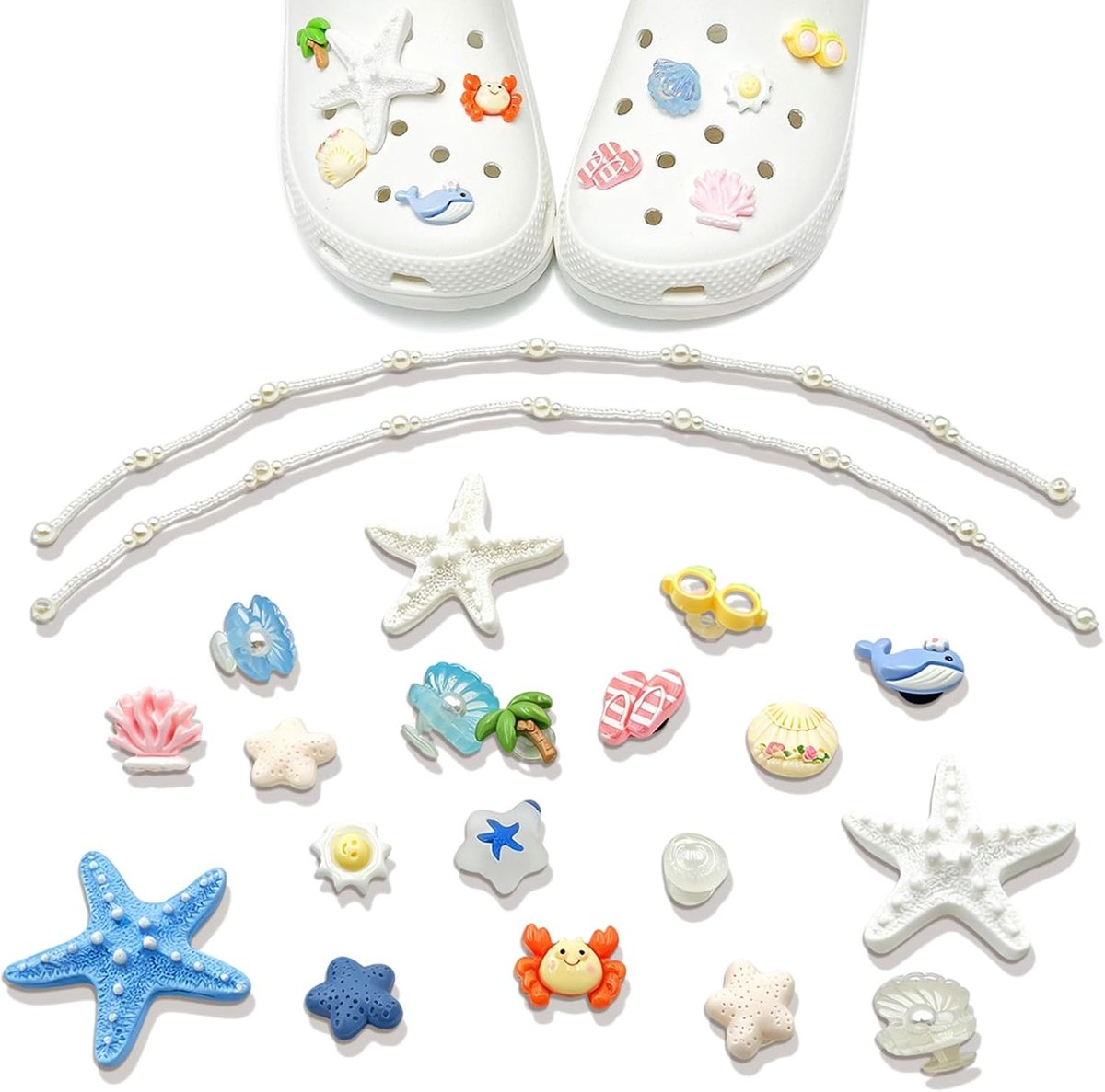 20 stuks schoenversieringen, zee-motief voor crocs, zomer, bedels voor crocs, tassen, hoeden, armbanden, feest, verjaardag, strand, doe-het-zelfgeschenken