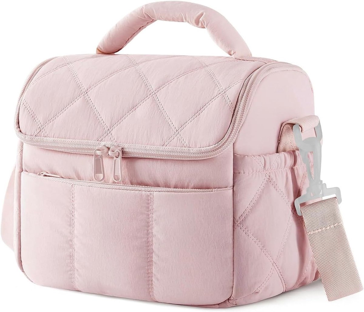 Lunchtas voor onderweg, Koeltas voor maaltijden, Waterdicht, 6 L, Roze, Ideaal voor school en werk