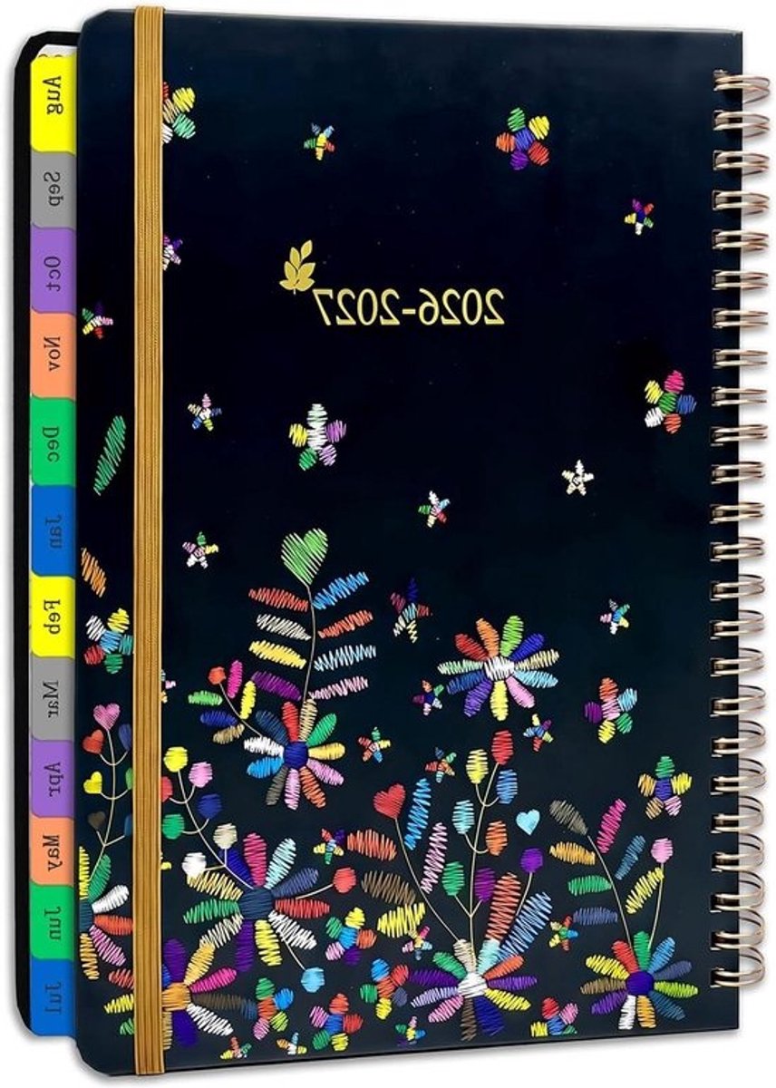 Academische Planner - Agenda Schooljaar - Planning Maken - Week en Maand Overzicht - A5 - Bloemen Design