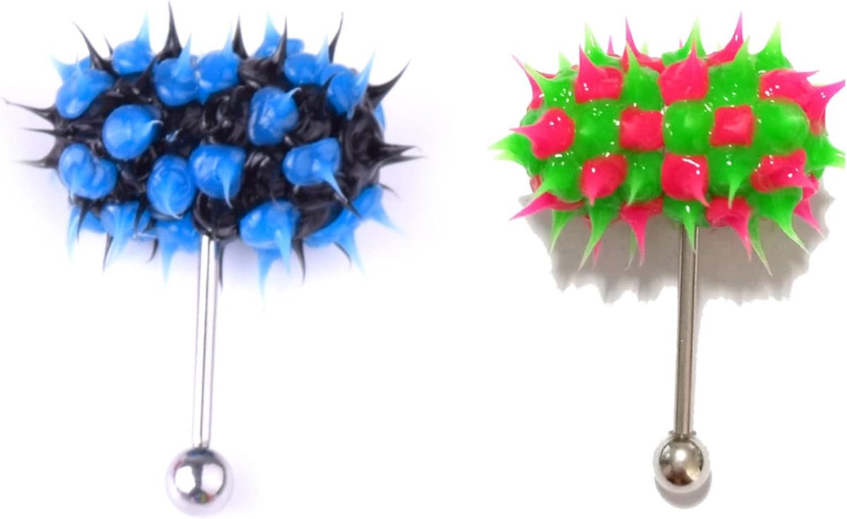 Vibrerende tongringen, vibrerende tongpiercing, barbell siliconen tongringen, piercing sieraden, vibrator, tongring voor vrouwen, vibrerende bal 316L roestvrij 2st, Siliconen, geen edelsteen