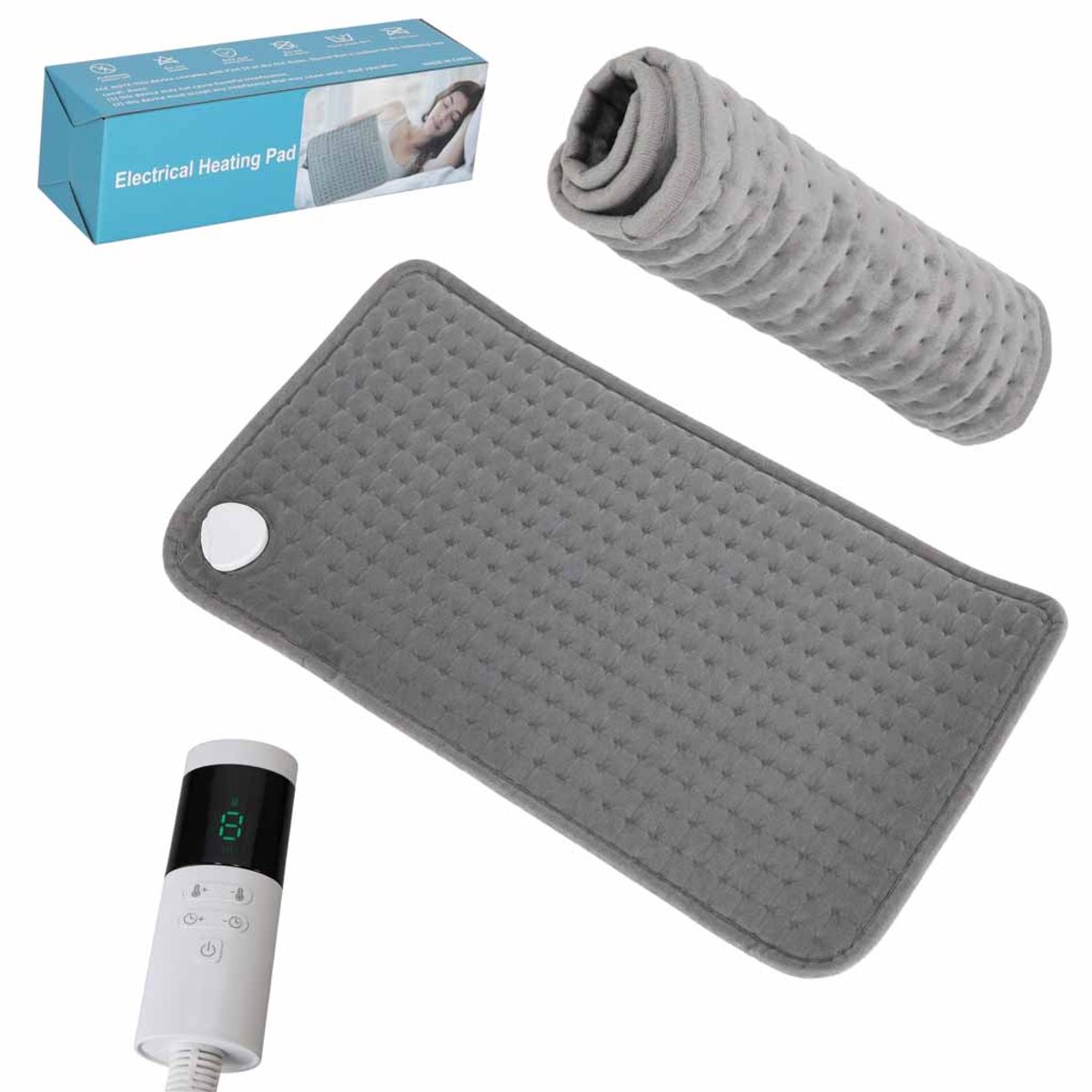MOZY® - Verwarmingsdeken - 30 x 60 cm - tot 66 °C - met 9 Instelbare Temperatuurstanden - Timerfunctie - Verwarmingskussen - Heating Pad - Pijnverlichting - Menstruatie Verwarmingsdeken
