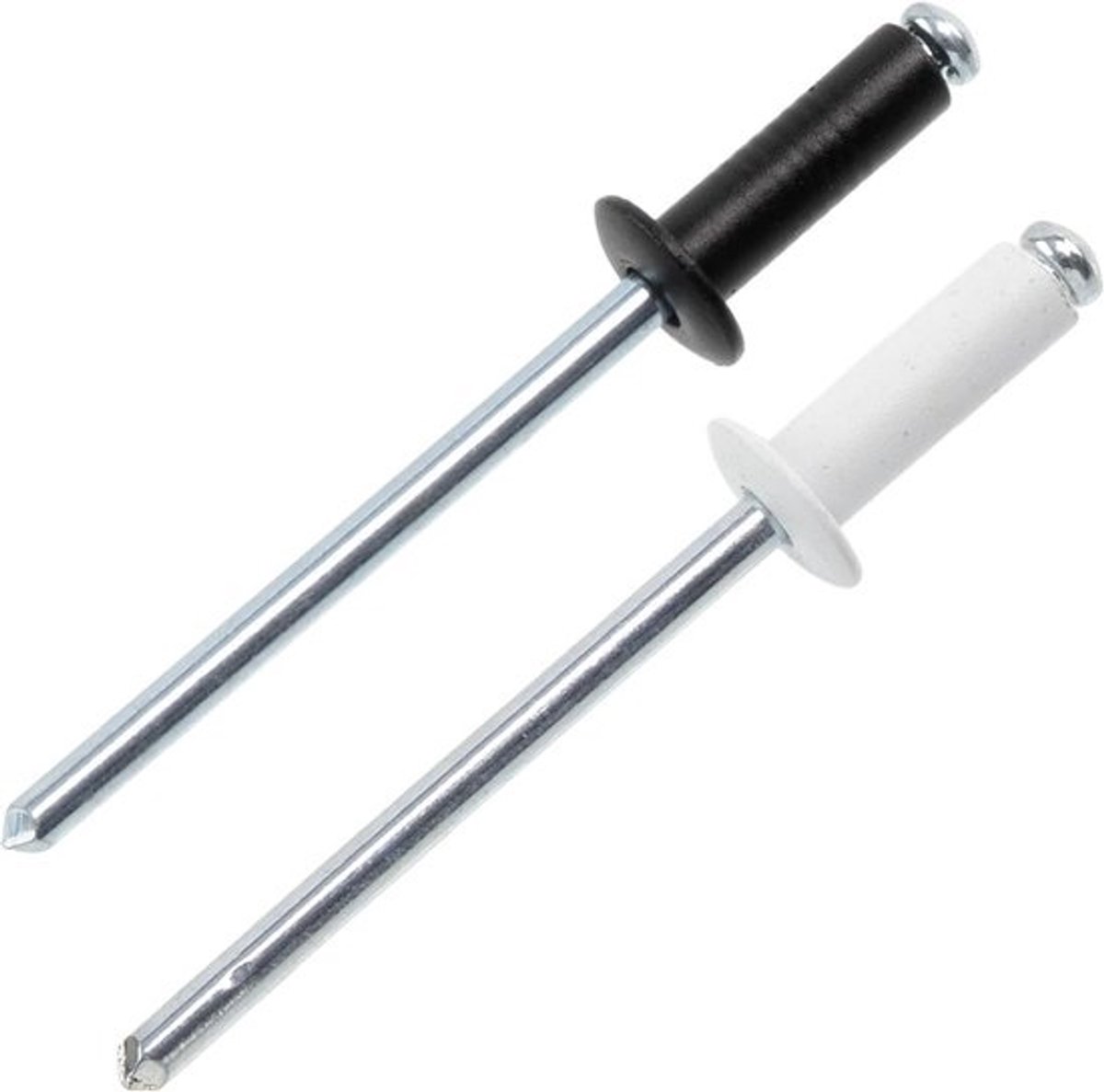 50 Blindklinknagels Set Ø4x12 mm Zwart & Wit | Aluminium/Staal Klinknagels Platte Kop