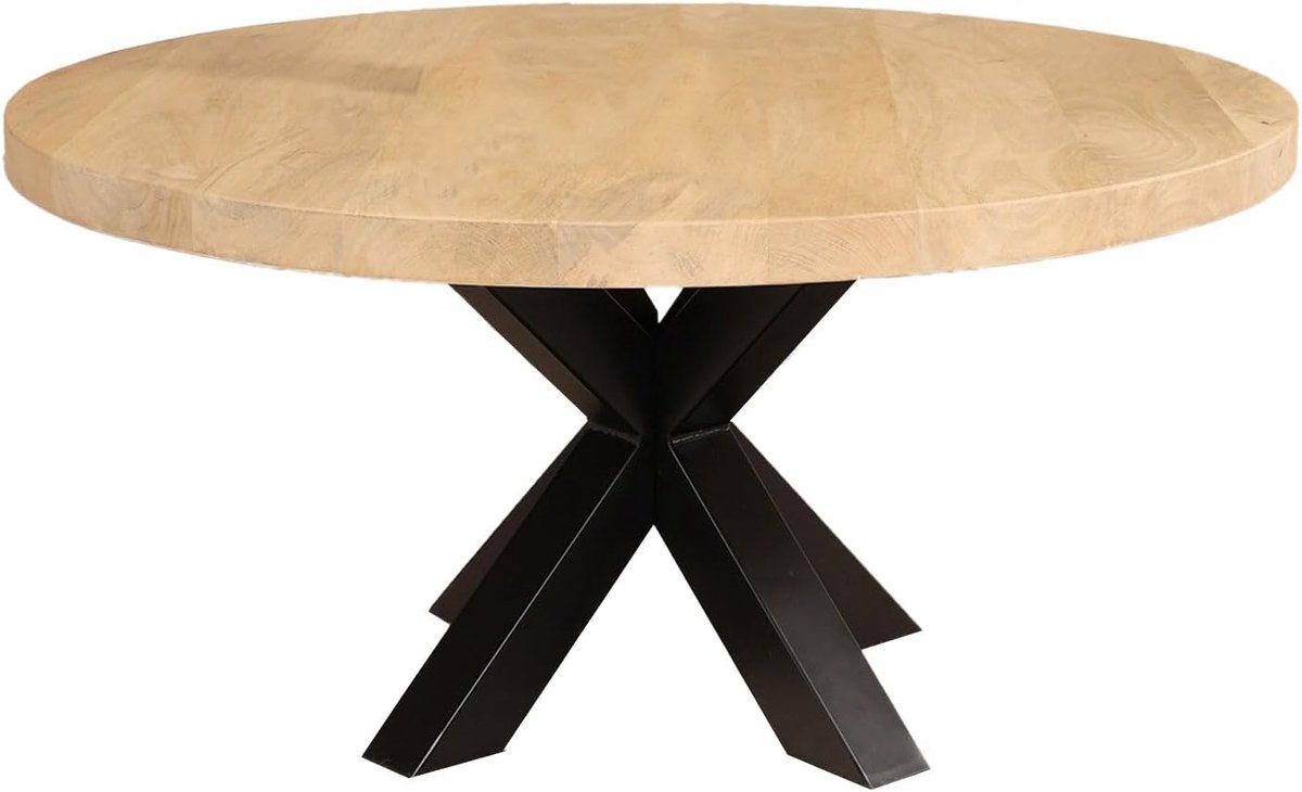 rond lichtbruin mangohout 90cm Jesse side table industrieel bijzettafel mango hout duurzaam