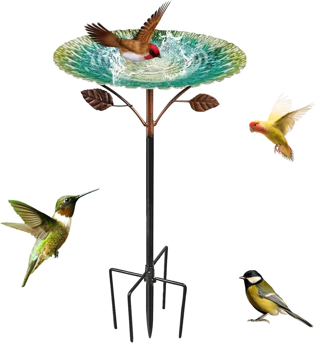 Grote Vogelbad voor de Tuin met 5-Puntige Pedestal van 85 cm, Winterbestendig en Vorstbestendig, Ideaal voor Wilde Vogels en Tuinbeplanting