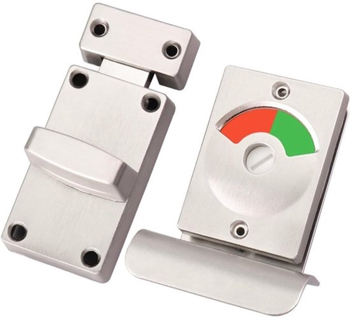 Toilet Deurslot - Indicator Slot - Openbare Toiletten - Rood Groen Indicator - 10x10x5 cm - Zilver