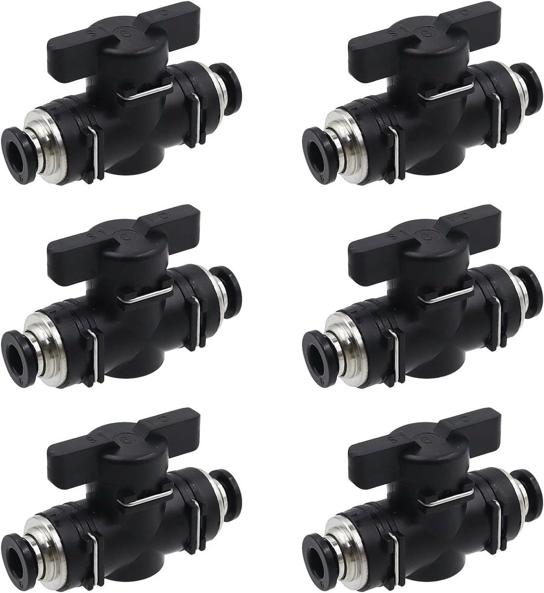 6mm Pneumatische Aansluitingen - 6 Stuks Kogelklep, Rechte Verbinding, Push to Connect, Controlekleppen voor Slangen, Snelle Aansluiting
