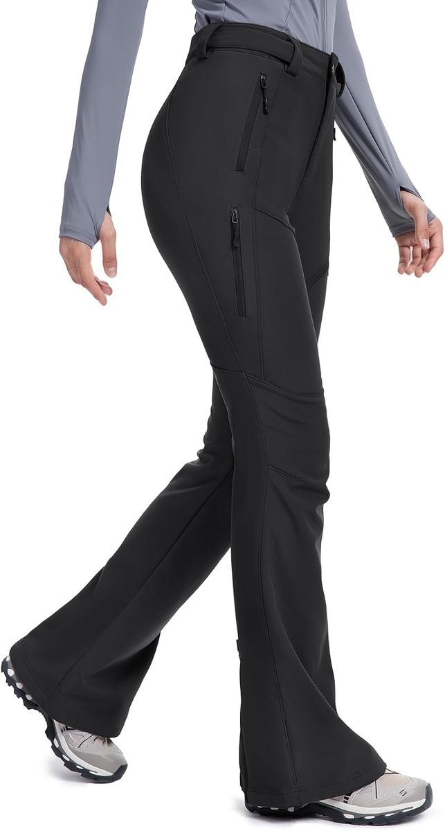 Wandelbroek voor dames, thermische broek, waterdichte skibroek, softshellbroek, sneeuwbroek, gevoerd, winddicht, fleece, warm, outdoor, snowboard, fiets, werk, trekking, winter, cargobroek
