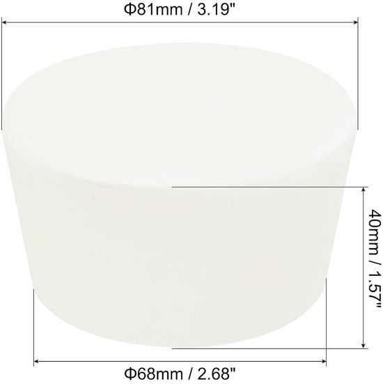 Rubberen conische stop, 68 mm tot 81 mm, vaste reageerbuisstop, wit, voor laboratorium thuis, 1 stuk — afbeelding 2