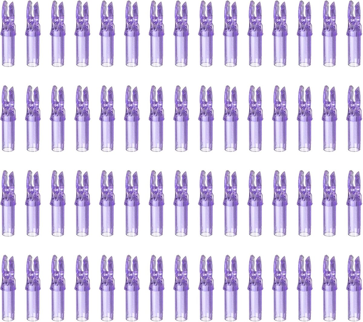 Nokken voor pijlen, kunststof, koolstofvezel, 6,2 mm, voor doe-het-zelf, jacht, schieten, compound recurve, transparant paars, 60 stuks