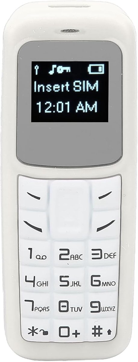 Mobiele Telefoon met Oorhaak, 0,66 Inch Ontgrendelde Bluetooth-telefoon met Kleine Knoppen, BM30 Bluetooth-oortelefoon, ondersteuningssimkaart. 350mAh (WHITE)