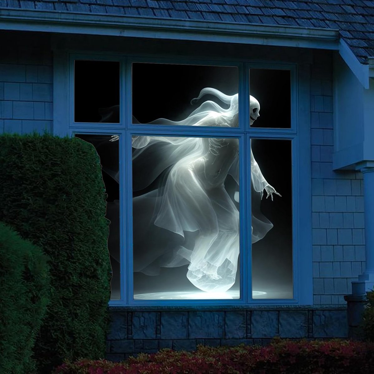 25x23x1 Stoffen Achterprojectiescherm voor Virtuele Halloween- en Kerstvensterprojectievideo's (Wit)