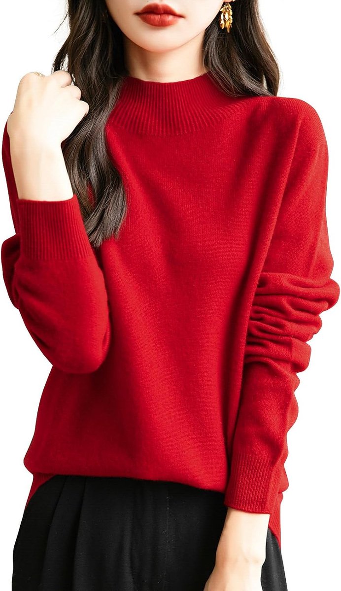 Vrouw 100% Merino Wol Trui 2024 Herfst Winter Warm Opstaande Kraag Lange Mouwen Naadloze Gebreide Trui