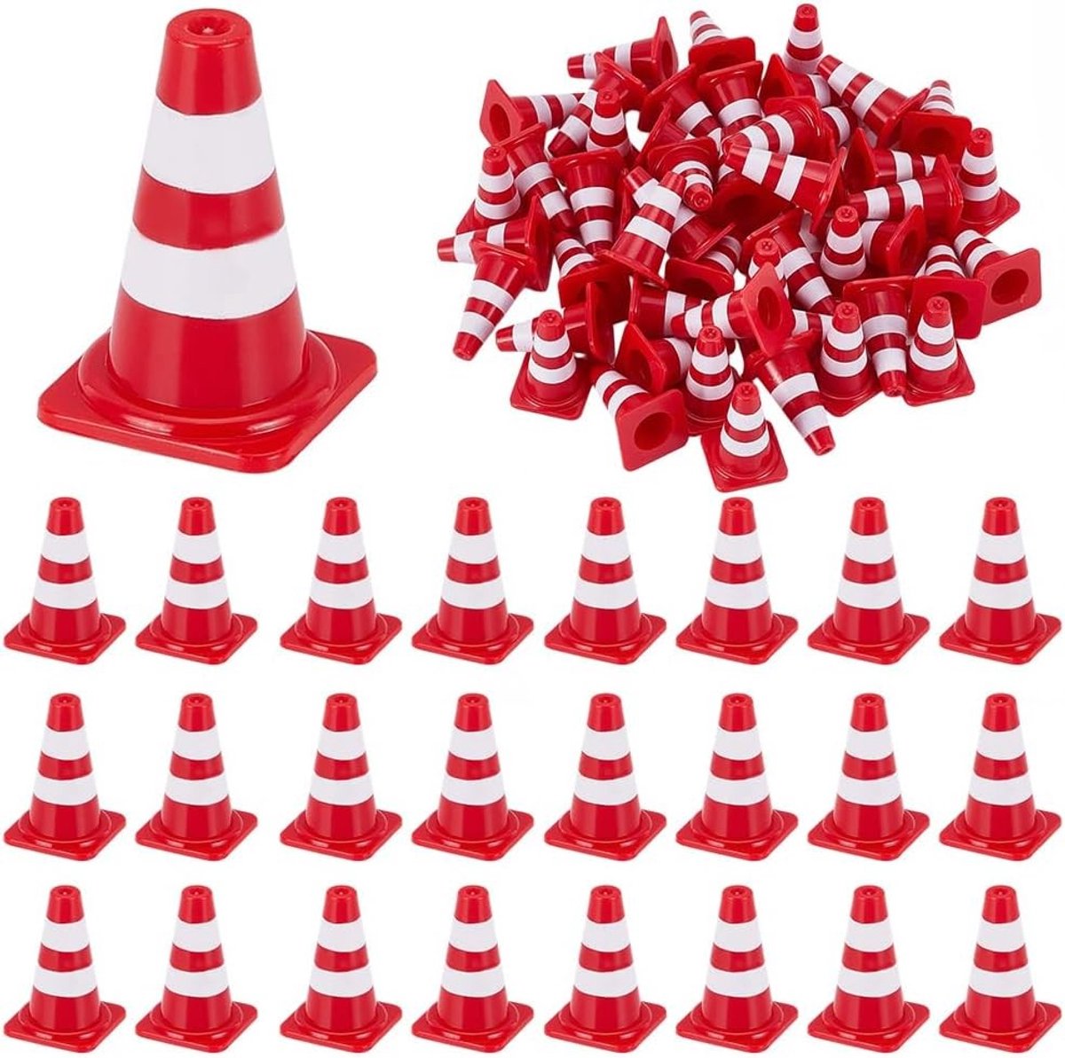 Miniatuur Verkeersconen en Verkeersborden - 50 Stuks ABS Plastic Kleine Wegblokkades voor Veiligheid in Diorama's en Modelbouw