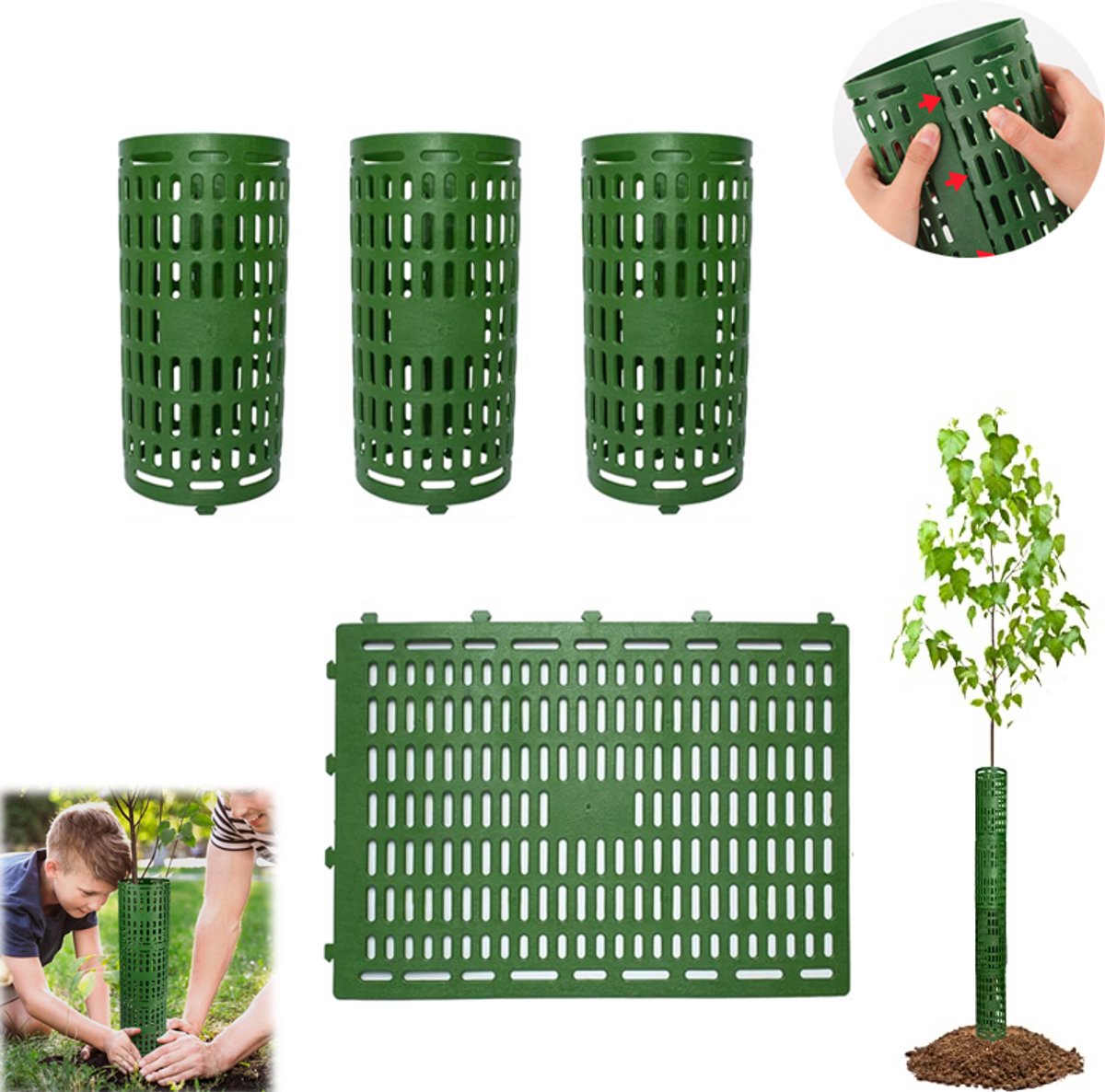 4 stuks - Boomstam beschermer - Boombeschermers - Boomstambeschermer Kunststof - 38x25cm - Flexibele Stam bescherming voor Jonge Bomen en Fruitbomen