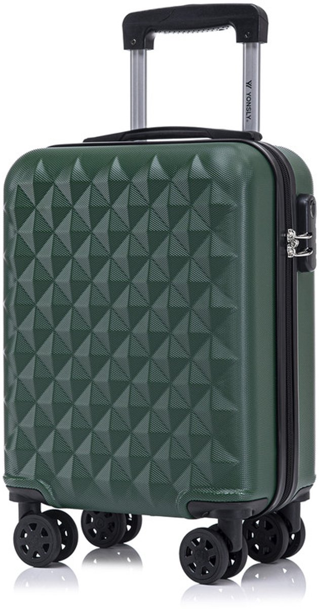 YONSLY Handbagage Koffer - 46x31x20 cm - Reiskoffer 25L - Donkergroen