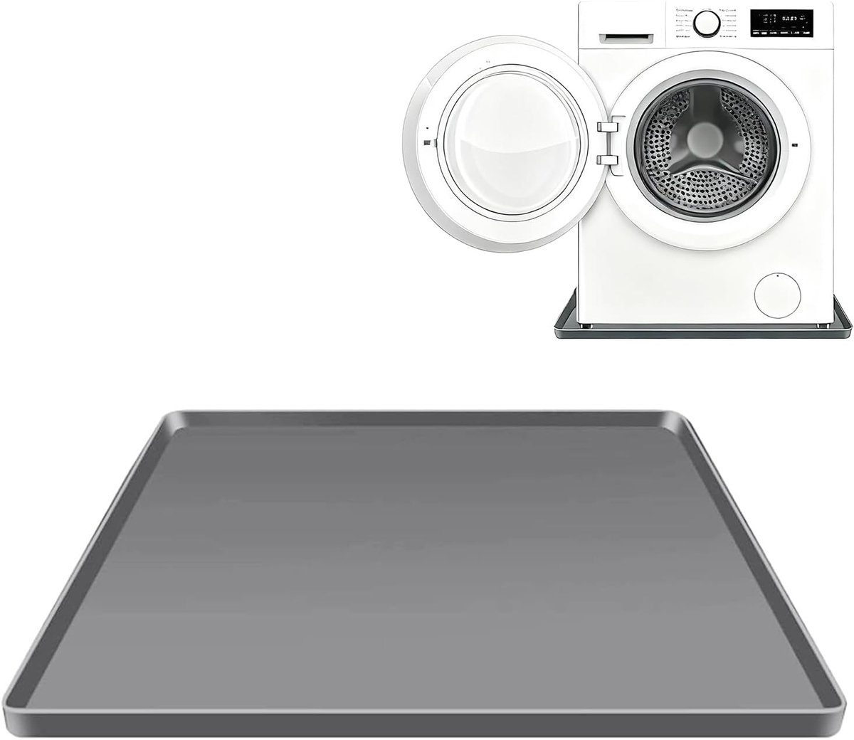 Vloermat voor koelkast - 50x50 cm - Siliconen mat met opstaande randen - Absorberend & antislip - Lekbak voor koelkast - Universeel (ook voor wasmachines) - Water- en vochtbestendig - Grijs