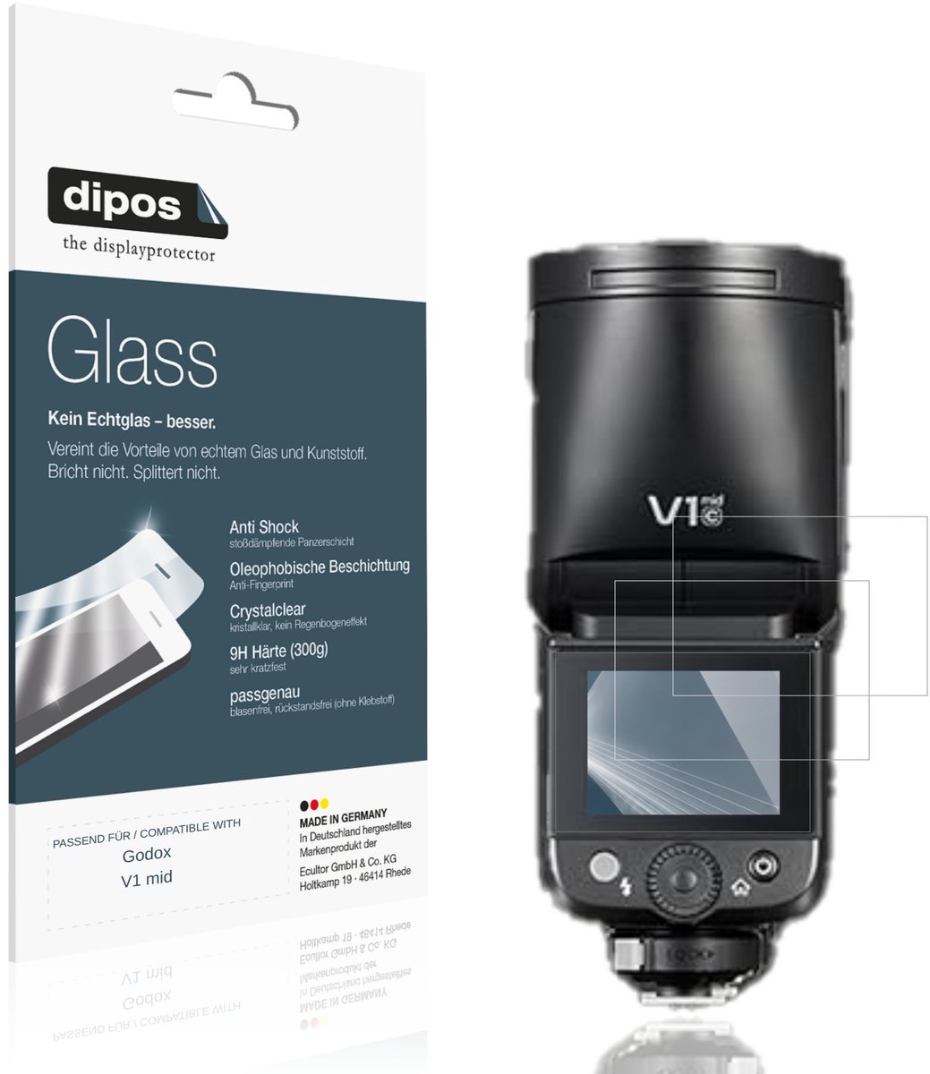 dipos – 2x Pantserfolie geschikt voor Godox V1 mid | 9H Screenprotector