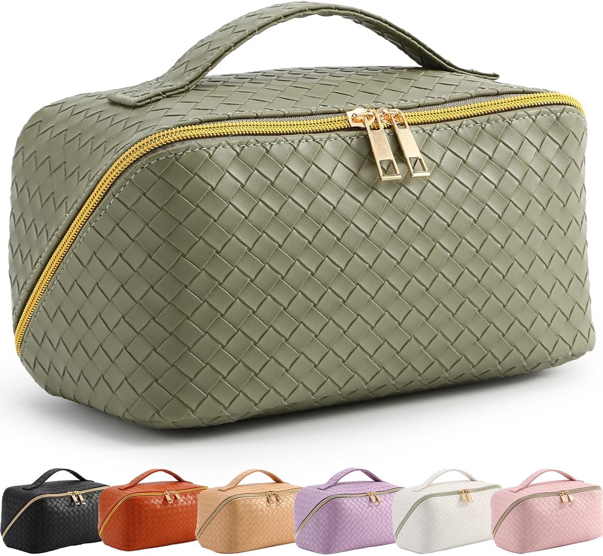 TOPALL make-uptas voor dames, grote make-uptas voor toilet, PU-kunstleer - ShopVlot