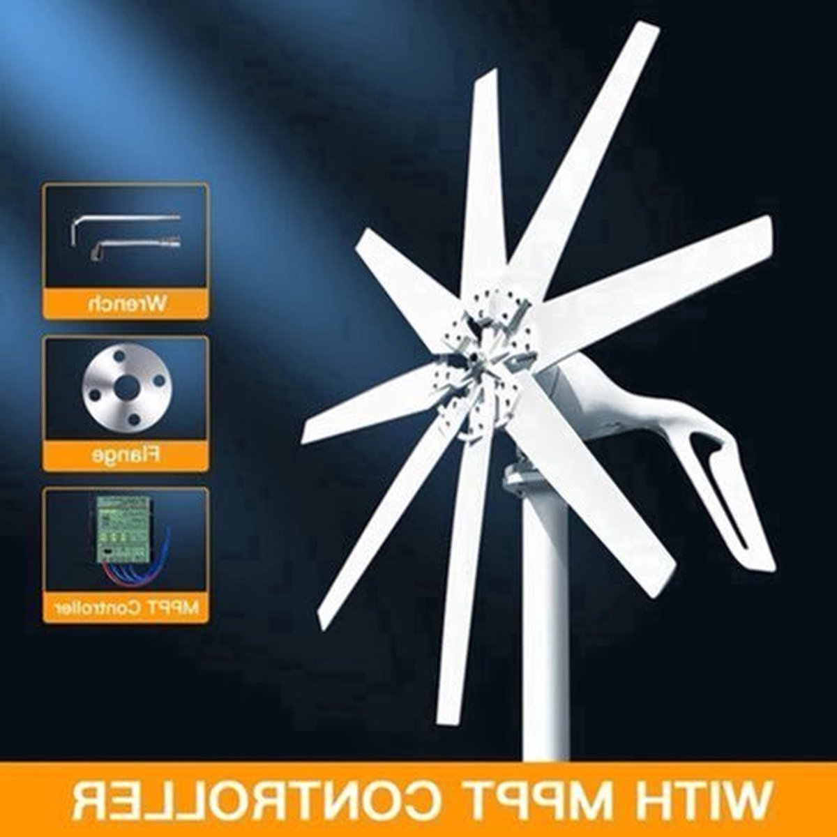 Windturbine - Windmolen - Windturbine Generator - Windenergie - 1000W - 24V -Horizontale - Efficiënte & Stille Energieopwekking met MPPT Controller