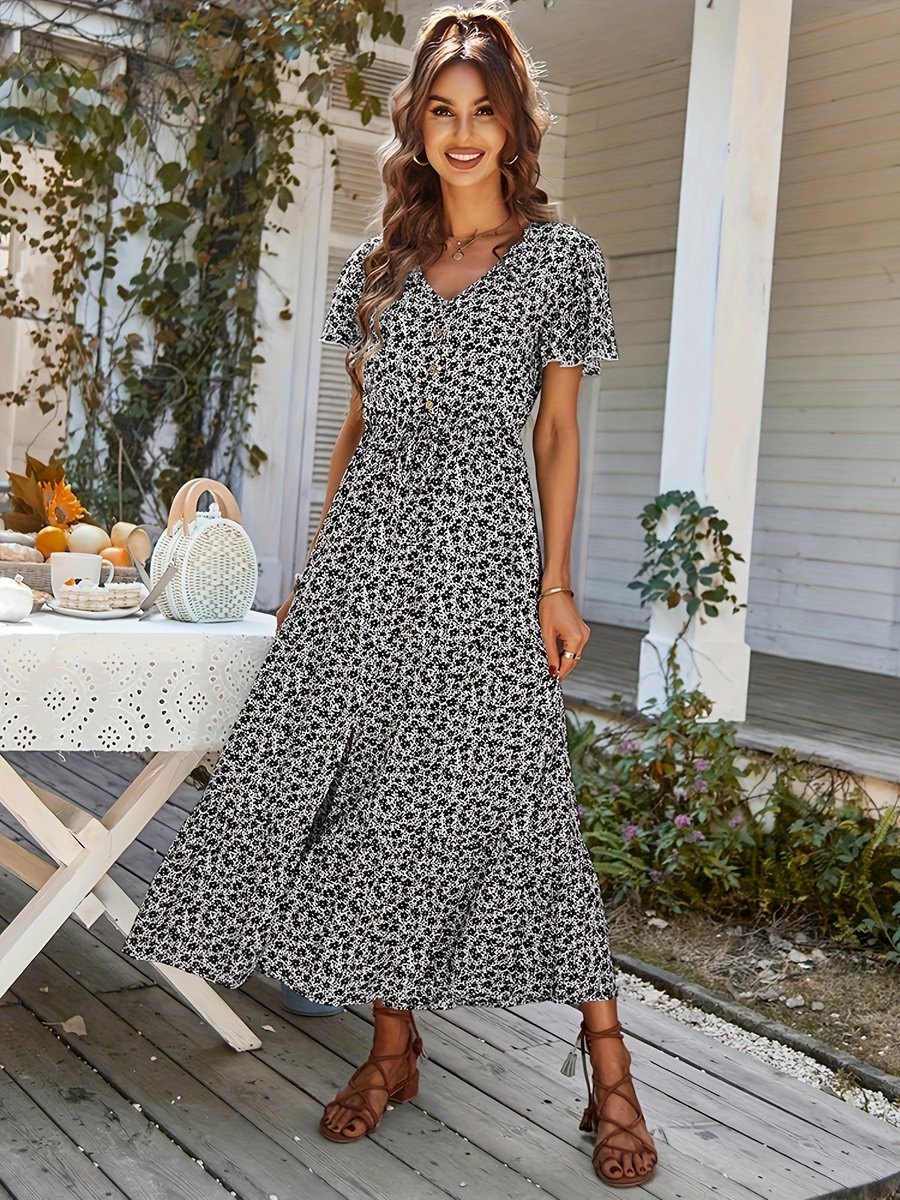 Currero Zomerjurk Dames Zomerjurken Volwassenen Vrouwen Midi Jurk Ibiza Stijl Sundress Dress Donkergrijs Diepgrijs