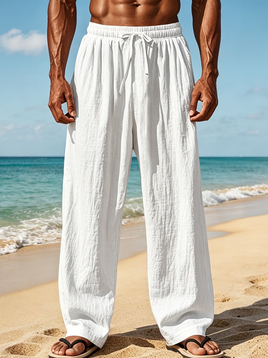 Currero Linnen Broek Heren - Zomerbroek - Volwassenen - Lange Broek - Pantalon - Strandbroek - Zomer - Ibiza Stijl - Lichtblauw S