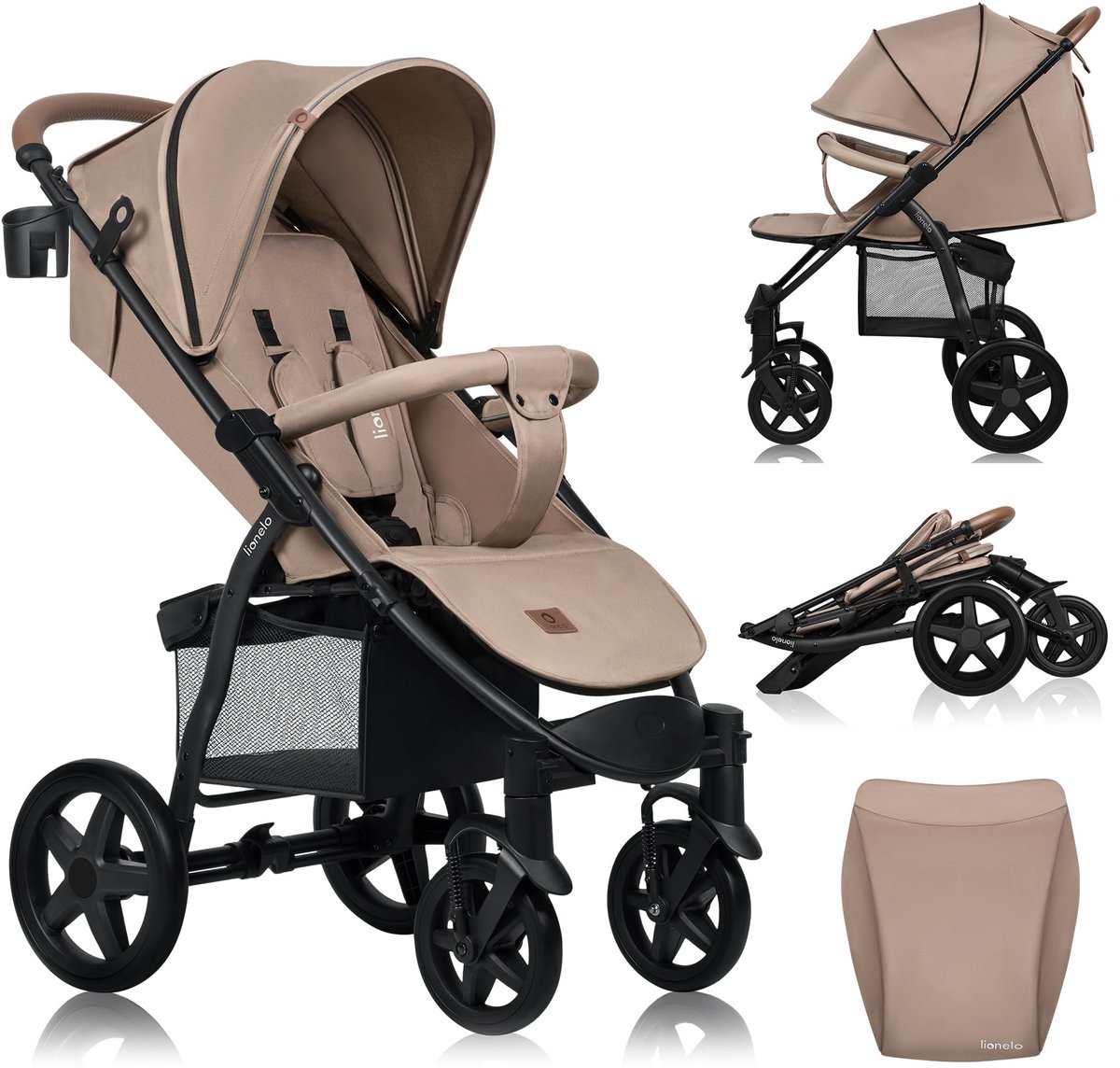 Buggy 0-4 Jaar – Inklapbaar met Eén Hand – Verstelbare Rugleuning – XXL Zonnekap UPF 50+ – Tot 22 kg