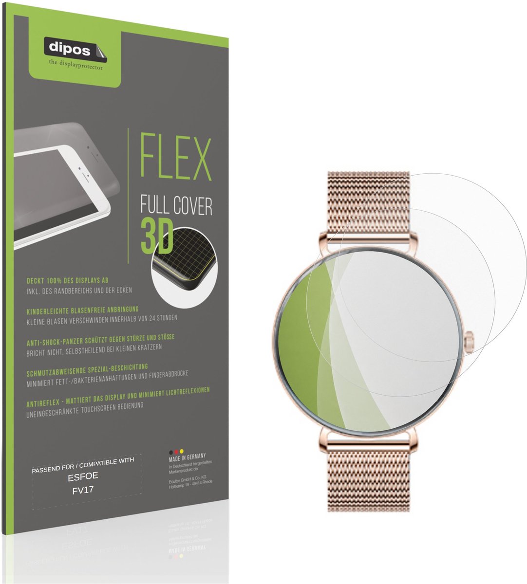 dipos FLEX – 2x Matte Screenprotector geschikt voor ESFOE FV17 | Volledige Schermbescherming | Case-Friendly
