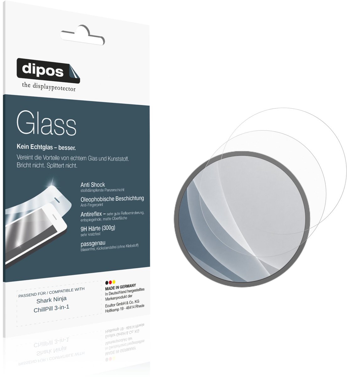 dipos – 2x Matte Pantserfolie geschikt voor Shark Ninja ChillPill 3-in-1 | 9H Screenprotector
