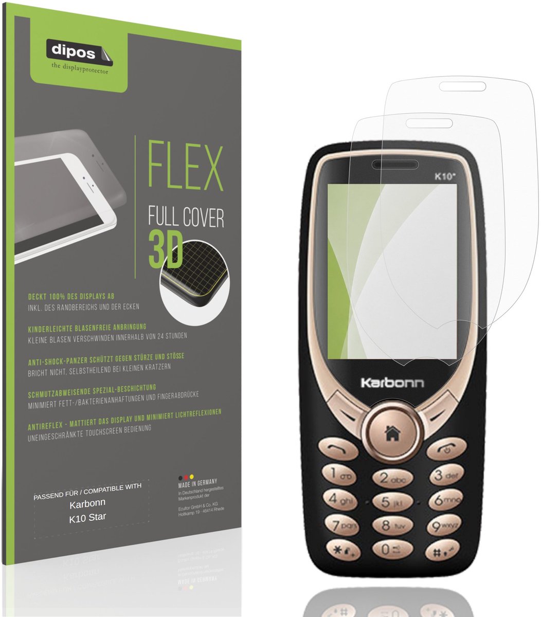 dipos FLEX – 2x Matte Screenprotector geschikt voor Karbonn K10 Star | Volledige Schermbescherming | Case-Friendly