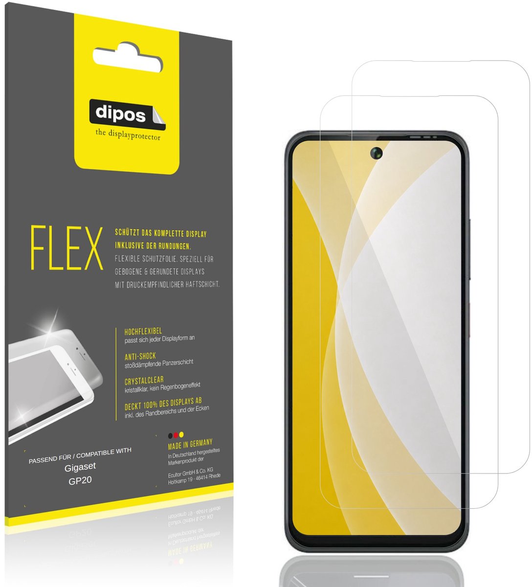 dipos – 2x Beschermfolie geschikt voor Gigaset GP20 | 3D Full Cover Screenprotector | 100% Passend