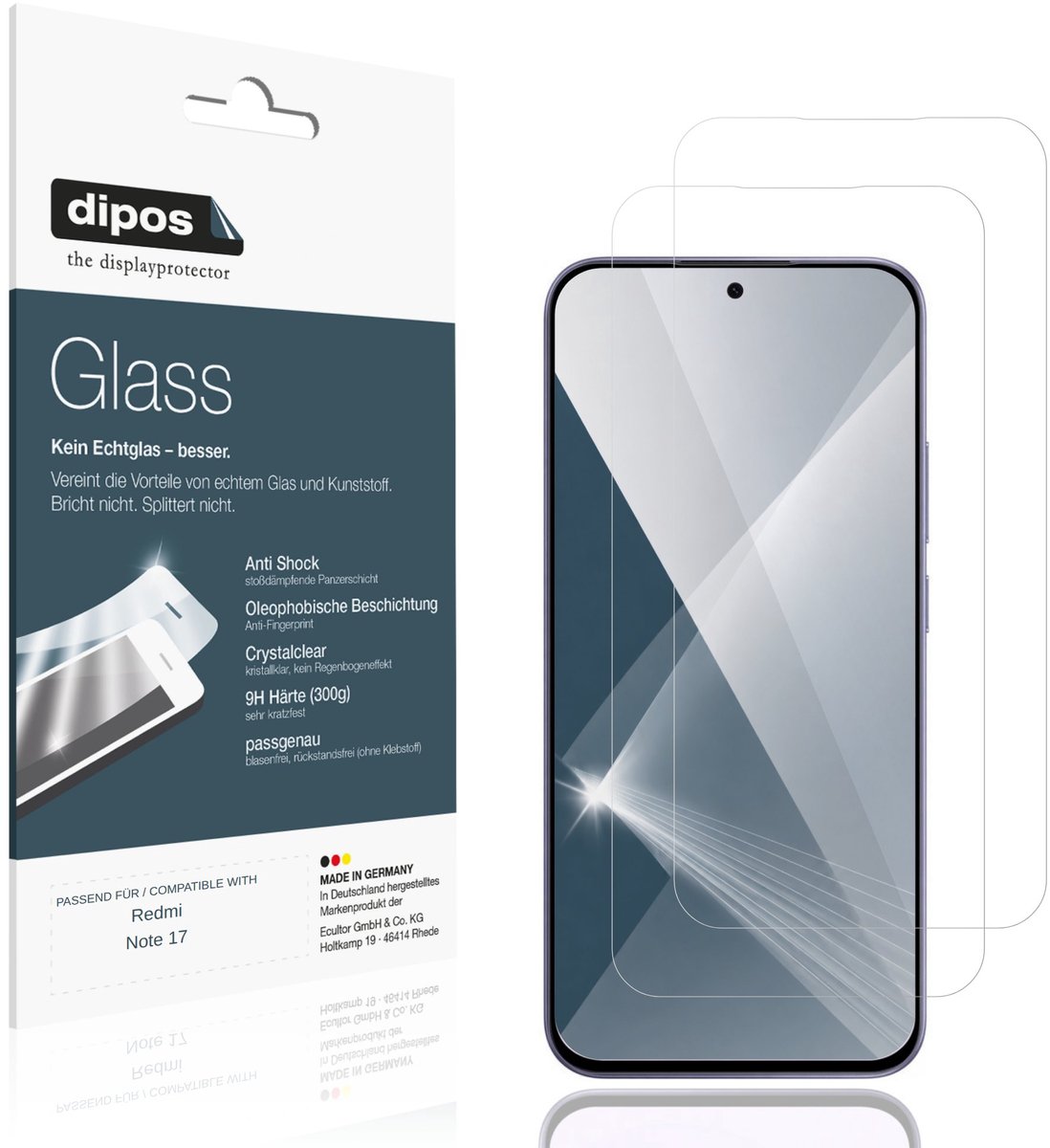 dipos – 2x Pantserfolie geschikt voor Redmi Note 17 | 9H Screenprotector