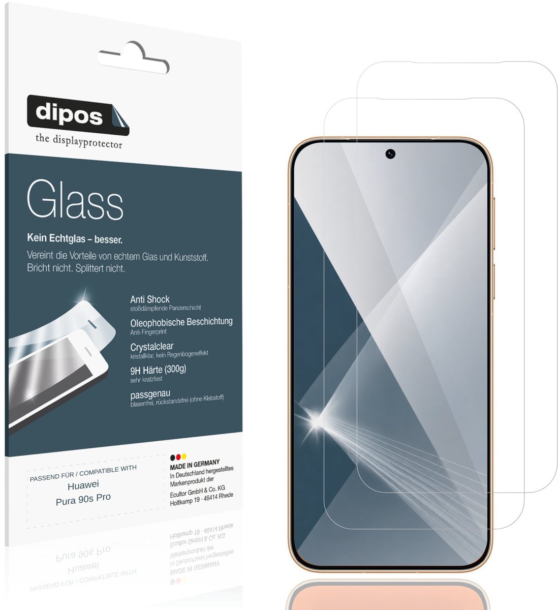 dipos – 2x Pantserfolie geschikt voor Huawei Pura 90s Pro | 9H Screenprotector
