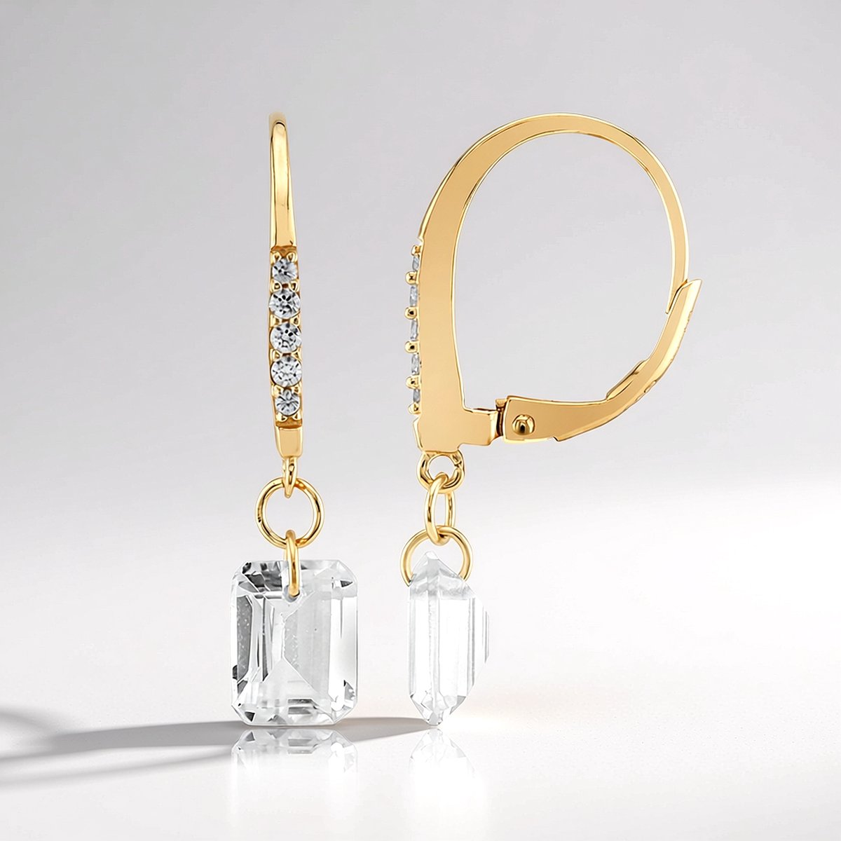 Cavill - Elegante Zilveren Oorbellen 925 Sterling met Witte Topaas 2,835ct Achthoekig & Zirkonen 0,164ct - Tijdloze Sieraden voor Dames
