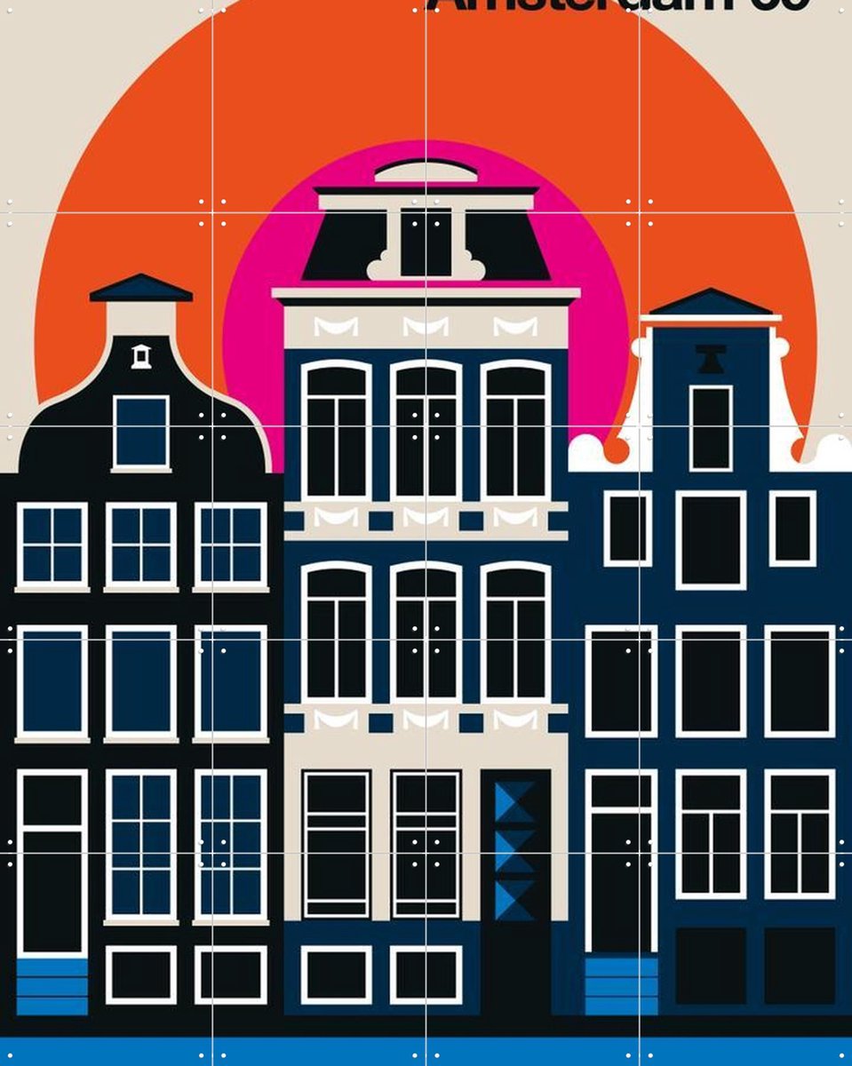 IXXI Amsterdam 69, Bo Lundberg - 80 x 100 cm - Gratis ophangtool - Grote wanddecoratie en posters - Kleurrijk, Illustraties, Geometrische Kunst