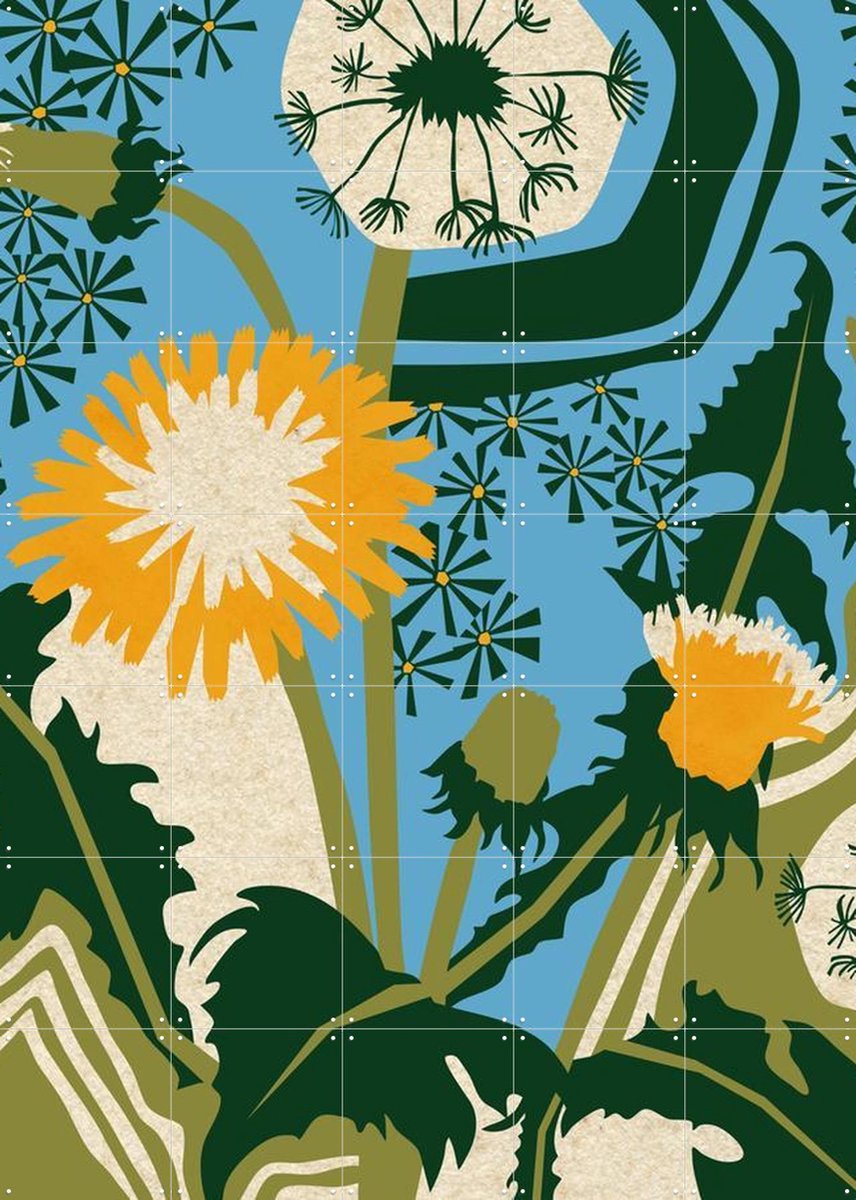 IXXI Dandelion, Megan Gallagher - 100 x 140 cm - Gratis ophangtool - Grote wanddecoratie en posters - Fantasierijk, Speels, Houtsnede, Illustraties