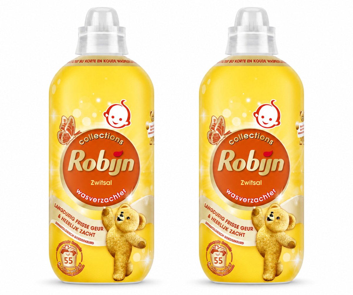 2 x Robijn – Wasverzachter – Zwitsal – 1,1 L - Bulkverpakking - 2 stuks