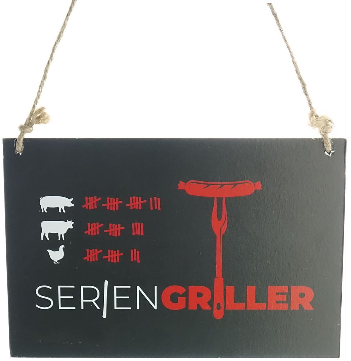 Riffelmacher bbq-bord grillheld zwart om op te hangen 18x12 cm