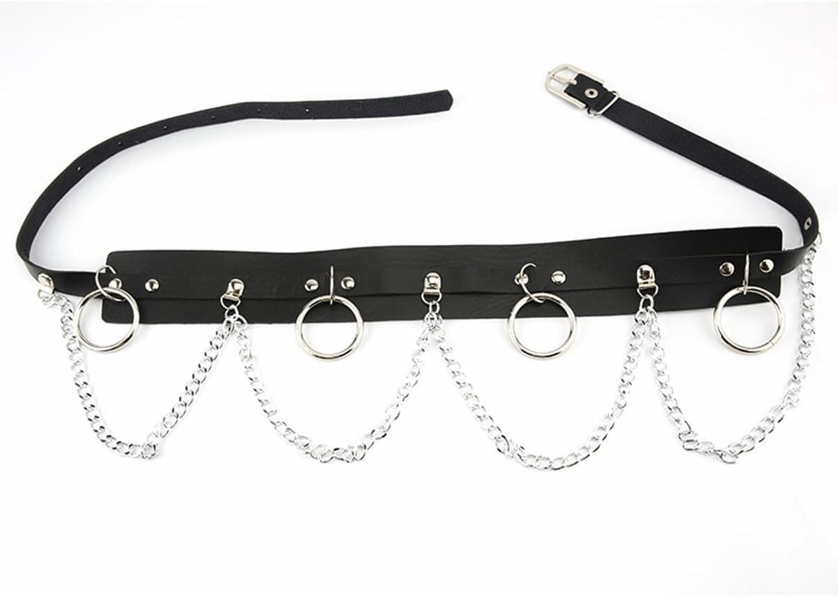 Donkere kettingriem voor dames - Gothic tailleketting, hiphopmode corsetaccessoire voor jurk en kostuum, zwart 38 inch