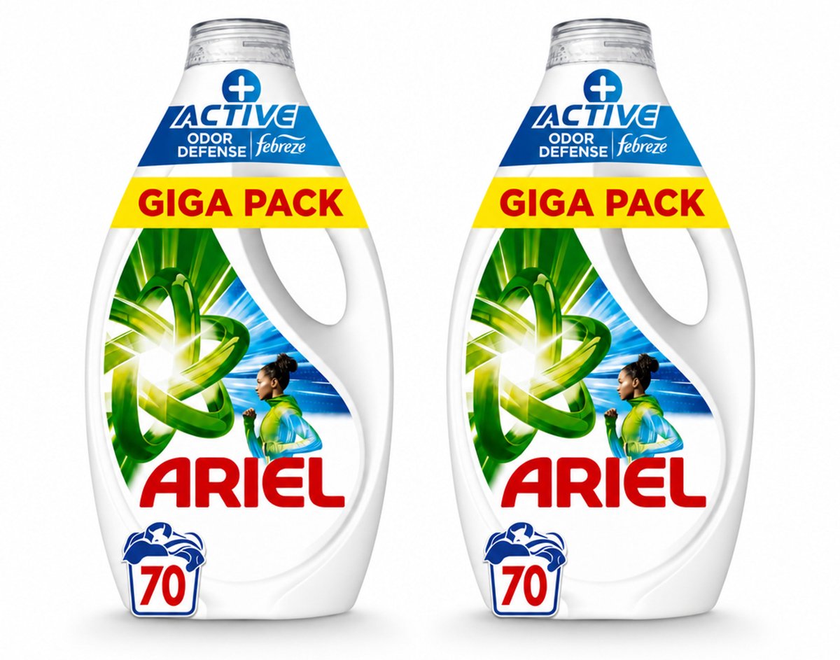 2 x Ariel - Vloeibaar Wasmiddel - +Actieve Odor Defense - 70 Wasbeurten - 3,15 liter - Voordeelverpakking - 2 stuks