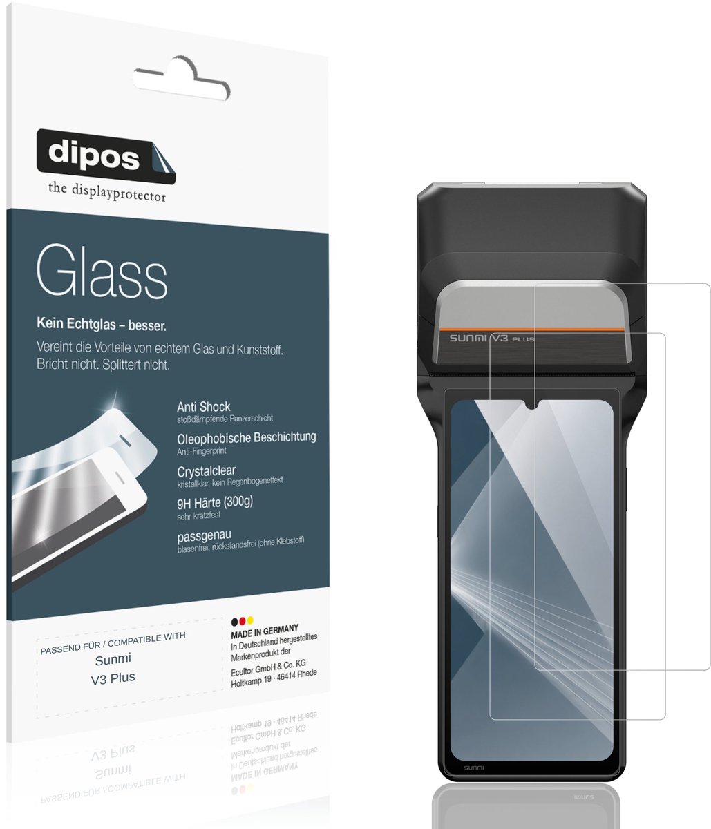 dipos – 2x Pantserfolie geschikt voor Sunmi V3 Plus | 9H Screenprotector