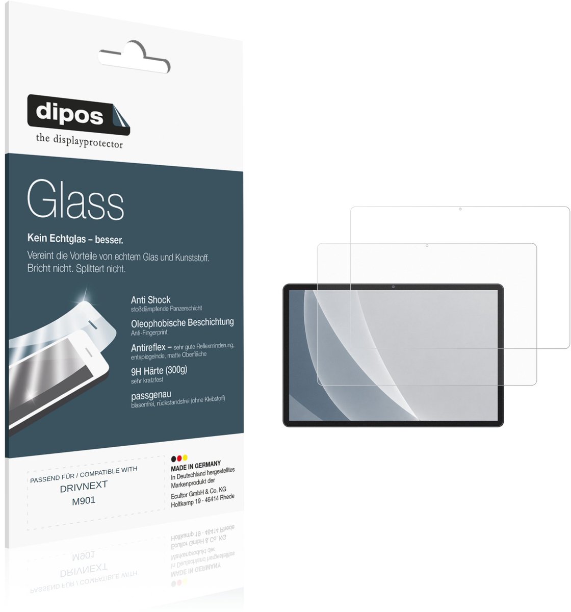 dipos – 2x Matte Pantserfolie geschikt voor DRIVNEXT M901 | 9H Screenprotector