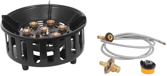Cherrys Finds - Draagbaar Gasfornuis - Outdoor Kookplaat - Professioneel Koken - Krachtige Wokbrander - 21000W - Draagbare Butaan Buitenbrander - Met 2 Adapters - Draagbare Kachel voor Buiten Koken en Braden - Zwart — afbeelding 5