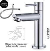 GOODD® - Fonteinkraan - Koudwaterkraan - Toiletkraan - Wc kraan - Chroom - Glans - Aansluitslang
