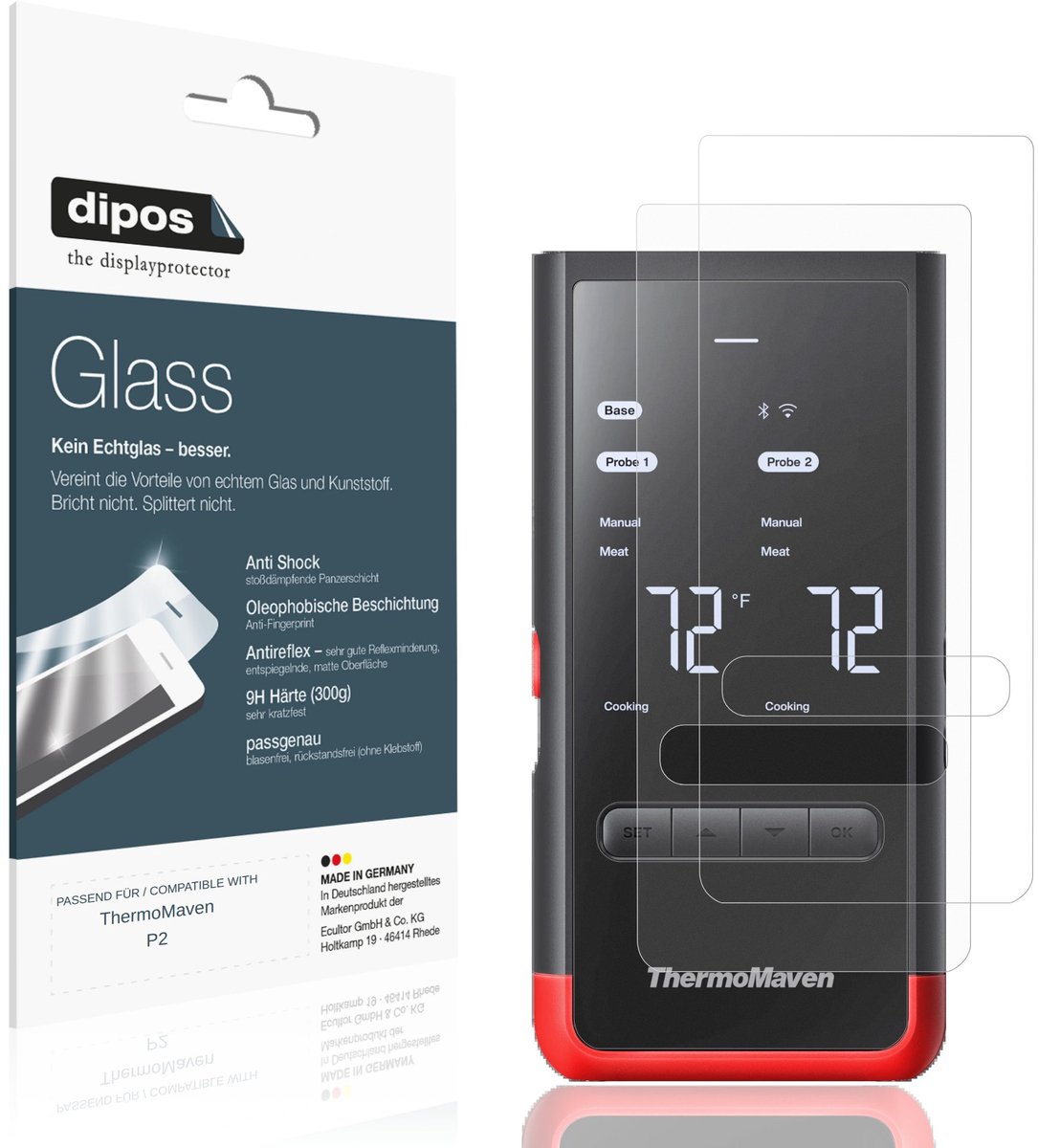 dipos – 2x Matte Pantserfolie geschikt voor ThermoMaven P2 | 9H Screenprotector