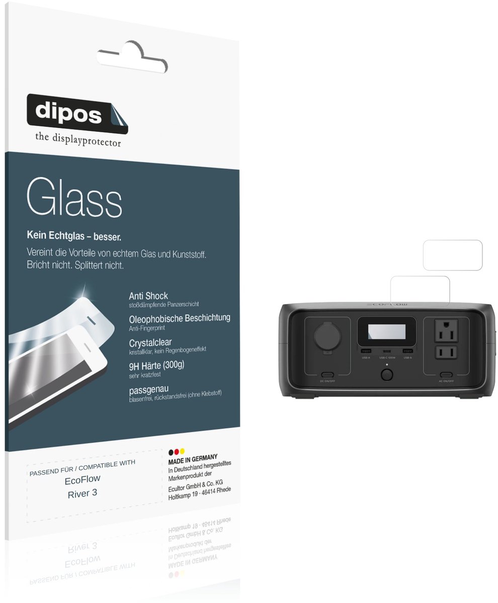 dipos – 2x Pantserfolie geschikt voor EcoFlow River 3 | 9H Screenprotector