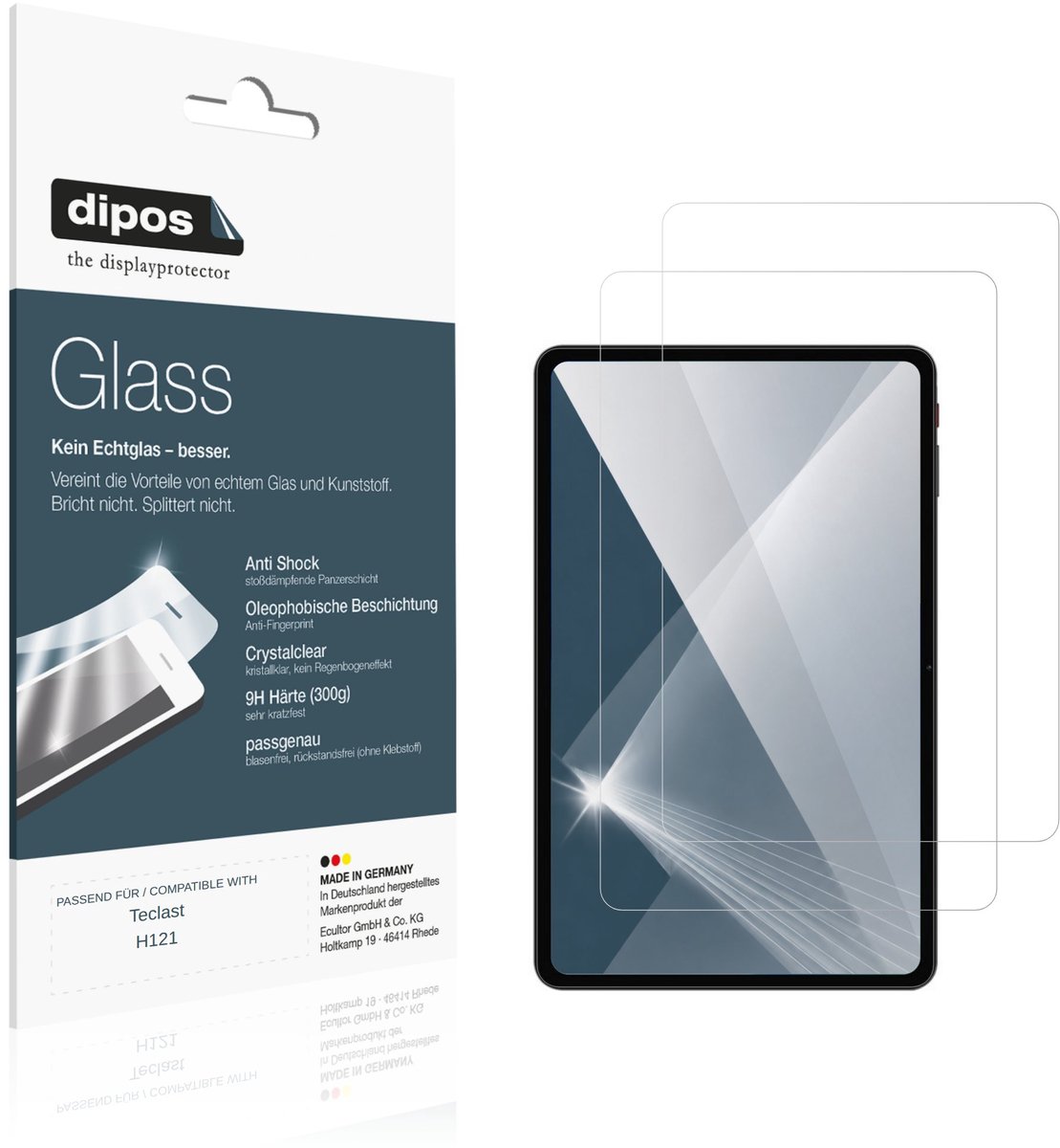 dipos – 2x Pantserfolie geschikt voor Teclast H121 | 9H Screenprotector