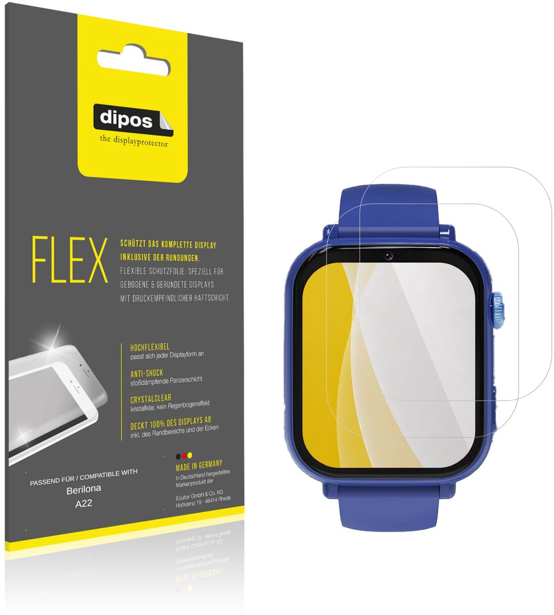dipos – 2x Beschermfolie geschikt voor Berilona A22 | 3D Full Cover Screenprotector | 100% Passend