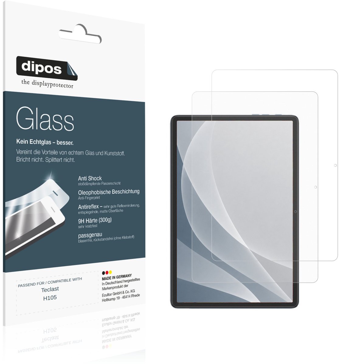 dipos – 2x Matte Pantserfolie geschikt voor Teclast H105 | 9H Screenprotector
