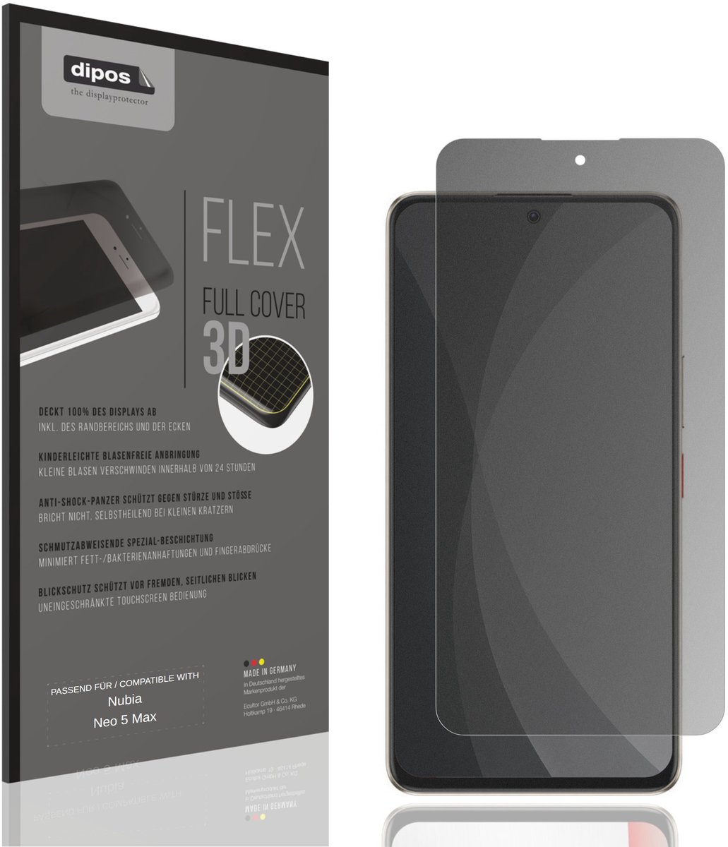 dipos FLEX – Matte Privacy Screenprotector geschikt voor Nubia Neo 5 Max | Volledige Schermbescherming | Case-Friendly