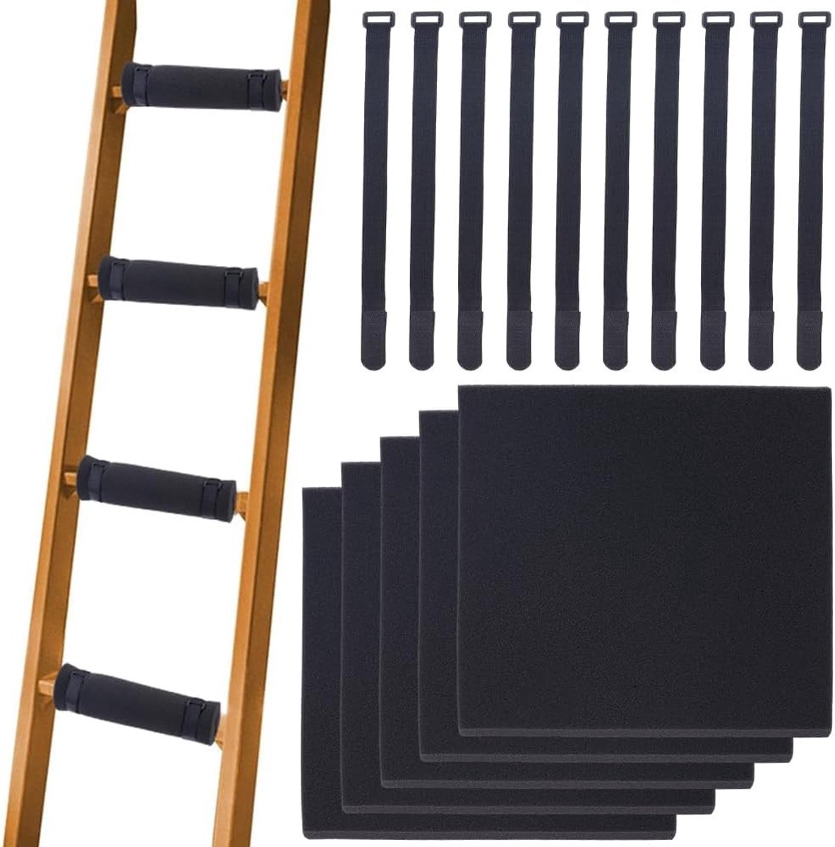 5 trapkussens met 10 verstelbare riemen voor trapladder, antislip trappads voor veilig klimmen en comfort